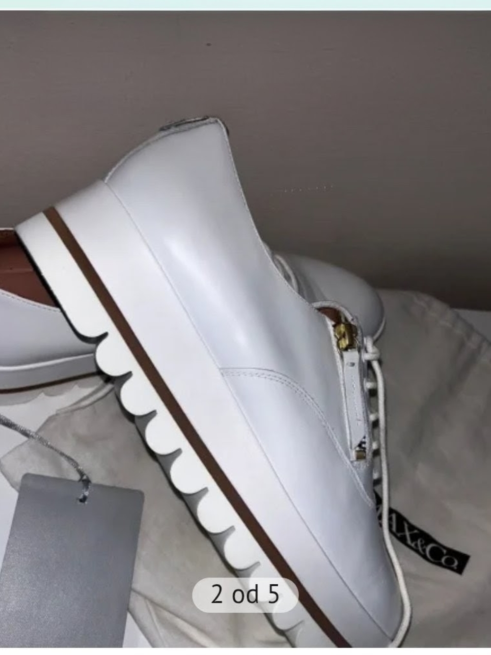 Max & Co. White Platform Scalloped-Edge Sneakers
